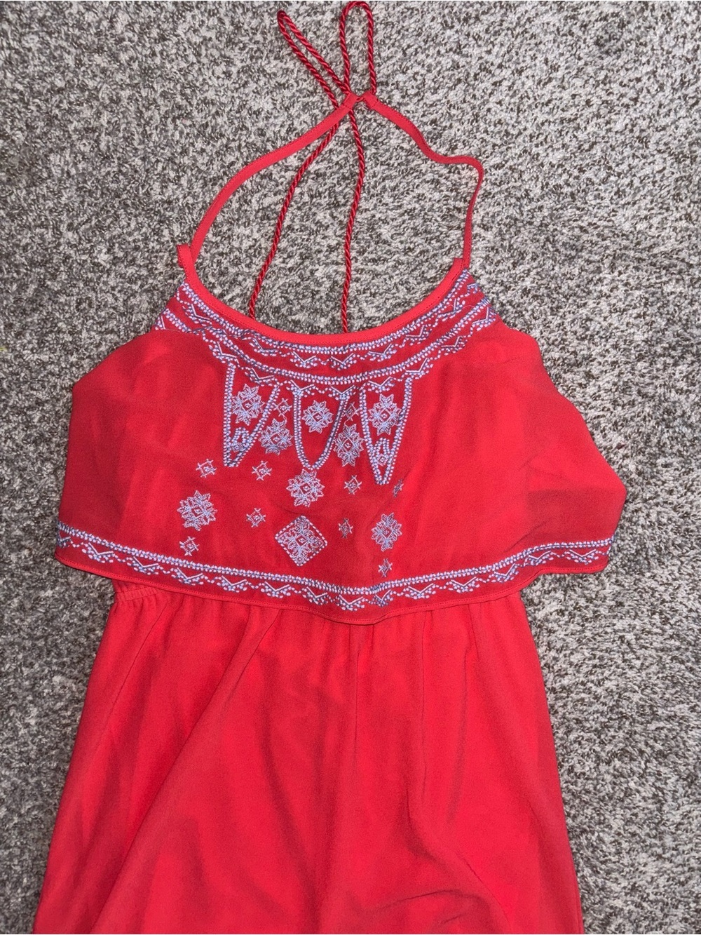 Alter’d State Coral Embroidered Hi Low Halter Dress Boho Y2K Size Small - Picture 3 of 6